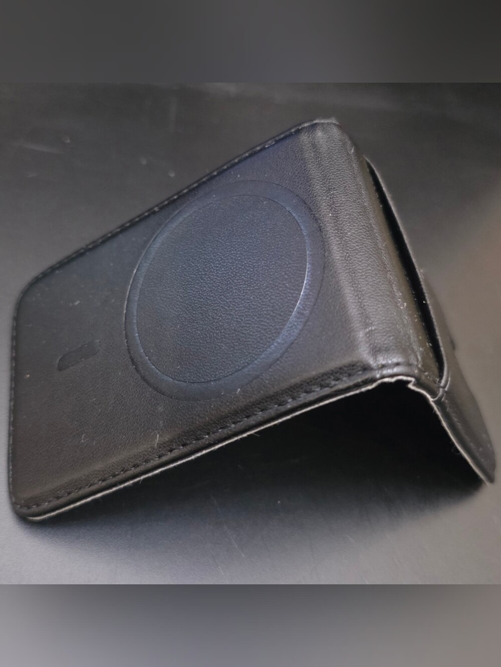 Shieldtop MagSafe Folding Wallet & Phone Stand – Black Faux Leather
